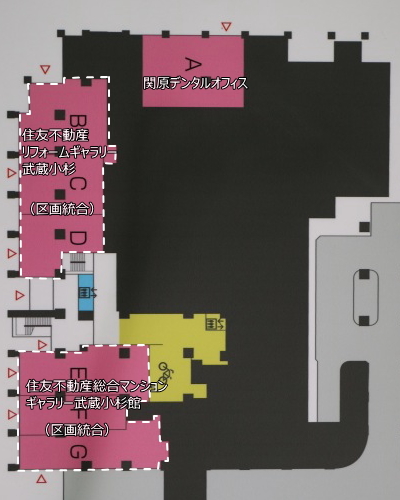 シティタワー武蔵小杉商業施設1階の平面図