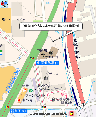 「小杉駅東部地区A地区のマップ」