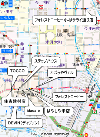 「イダナカ地サイダーフェスタ」参加店舗のマップ