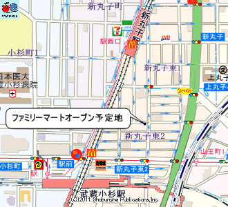 ファミリーマート新丸子駅東店マップ