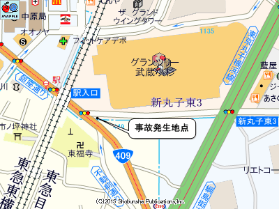 府中街道の事故発生地点マップ