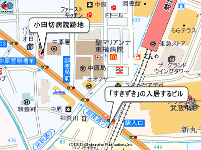 小田切病院跡地・すきずき入居ビルのマップ