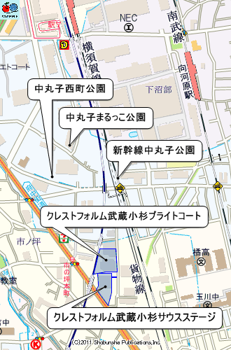 クレストフォルム武蔵小杉サウスステージ・ブライトコートマップ