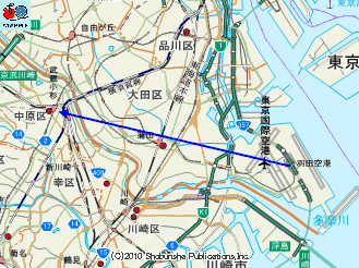 羽田空港と武蔵小杉の位置関係