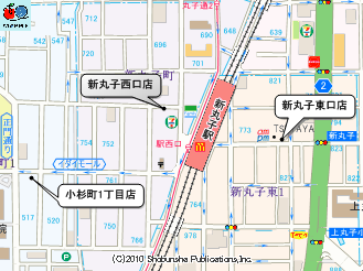 新丸子駅周辺のまいばすけっと出店マップ