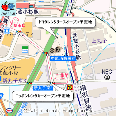 武蔵小杉新駅の両店舗の位置関係