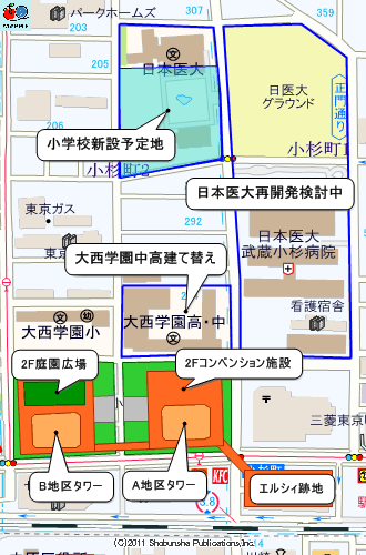 武蔵小杉駅北口地区再開発マップ