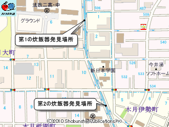 渋川の炊飯器の投棄マップ