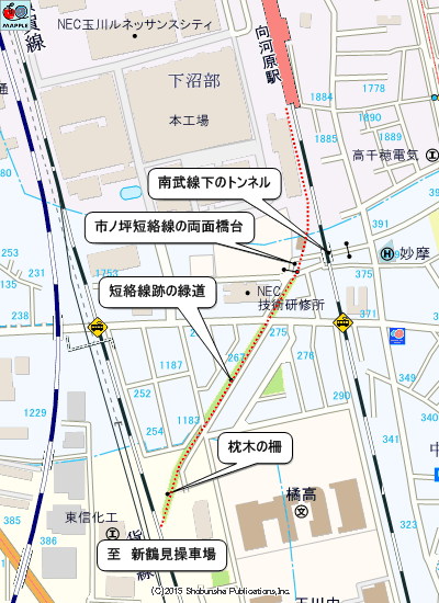 市ノ坪短絡線のマップ