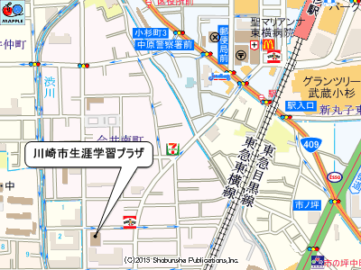 川崎市生涯学習プラザのマップ