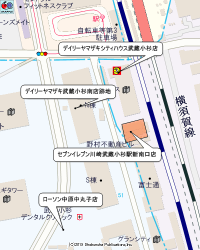 「セブンイレブン川崎武蔵小杉南口店」の周辺マップ