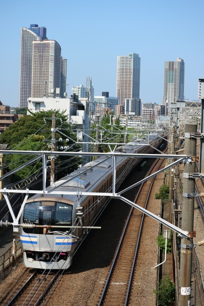「美富士橋」から見る新幹線、湘南新宿ライン、横須賀線など