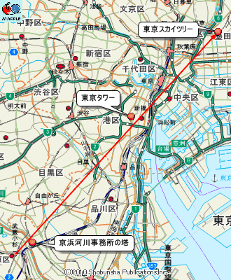 武蔵小杉と各タワーの位置関係マップ