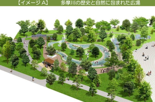【イメージA】 多摩川の歴史と自然に包まれた広場